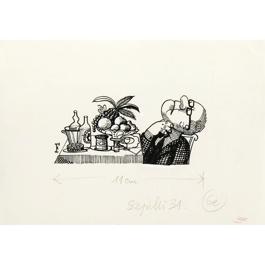 Jerzy Flisak | Przy stole, ilustracja do Szpilek nr 31