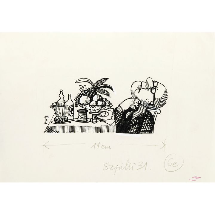 Jerzy Flisak | Przy stole, ilustracja do Szpilek nr 31