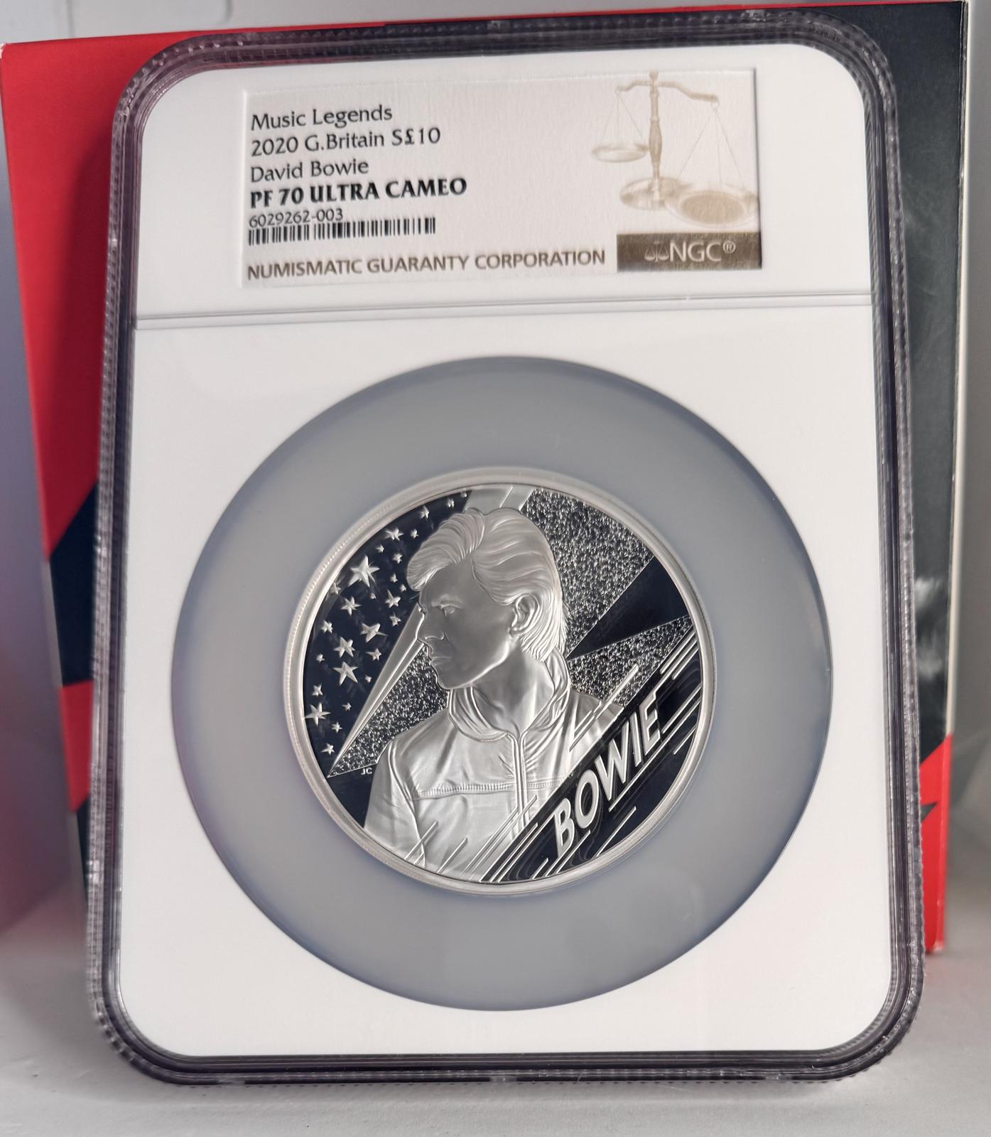 2020 MUSIC LEGENDS DAVID BOWIE SILVER 5oz PROOF 10 POUND PF70 UCAM
