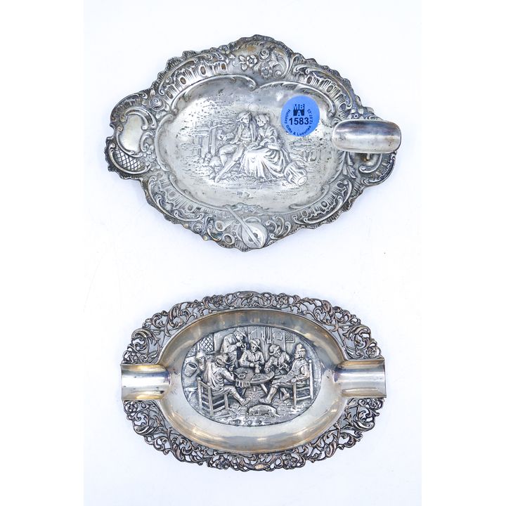 2pc German & Dutch 800 Silver Ashtrays 5'' Approx. - 116 Grams TW