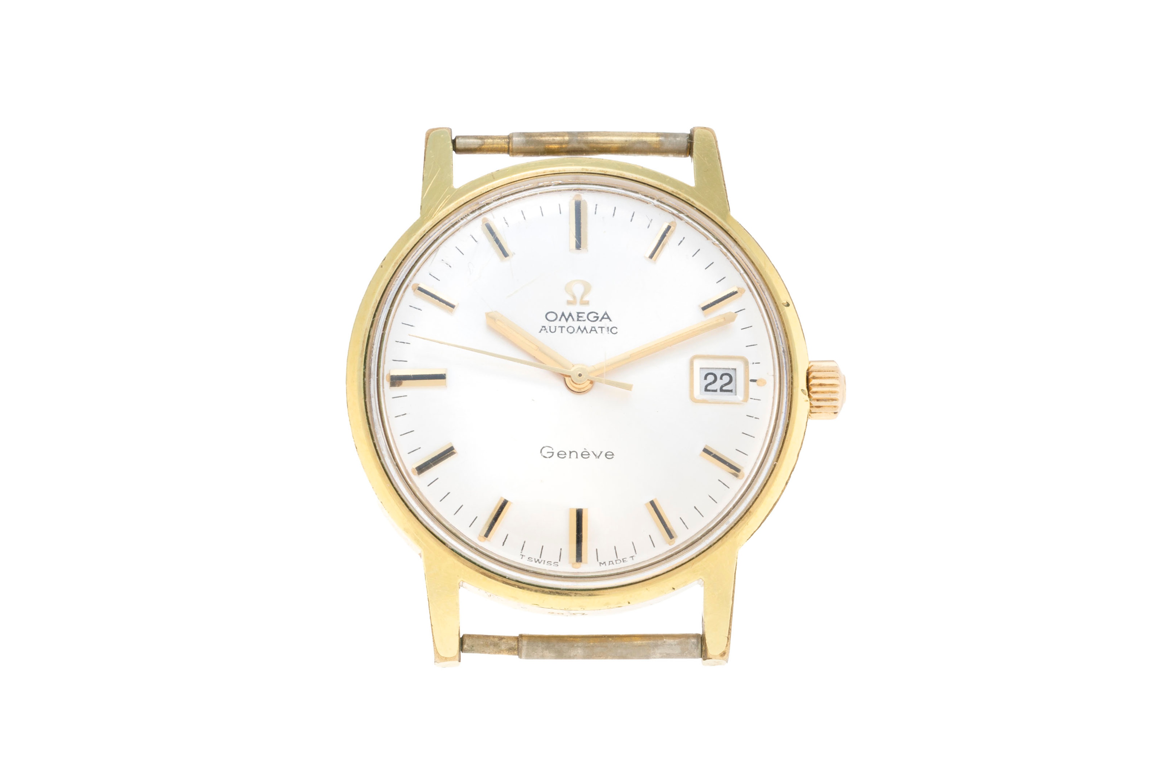 Omega, réf. 166.070, montre plaqué or avec indication de la date ...