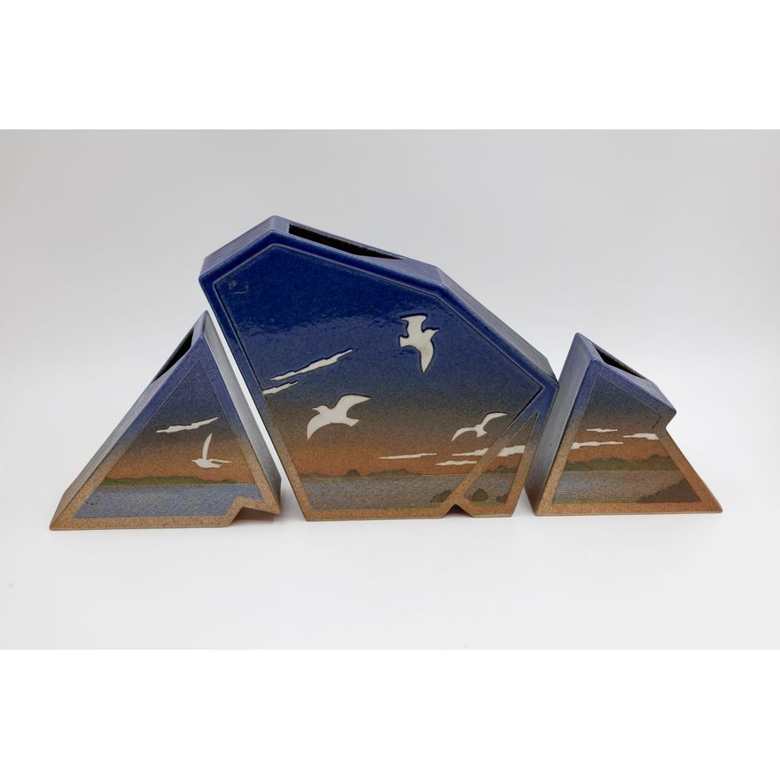 Ian Webster  - Set of three landscape vases