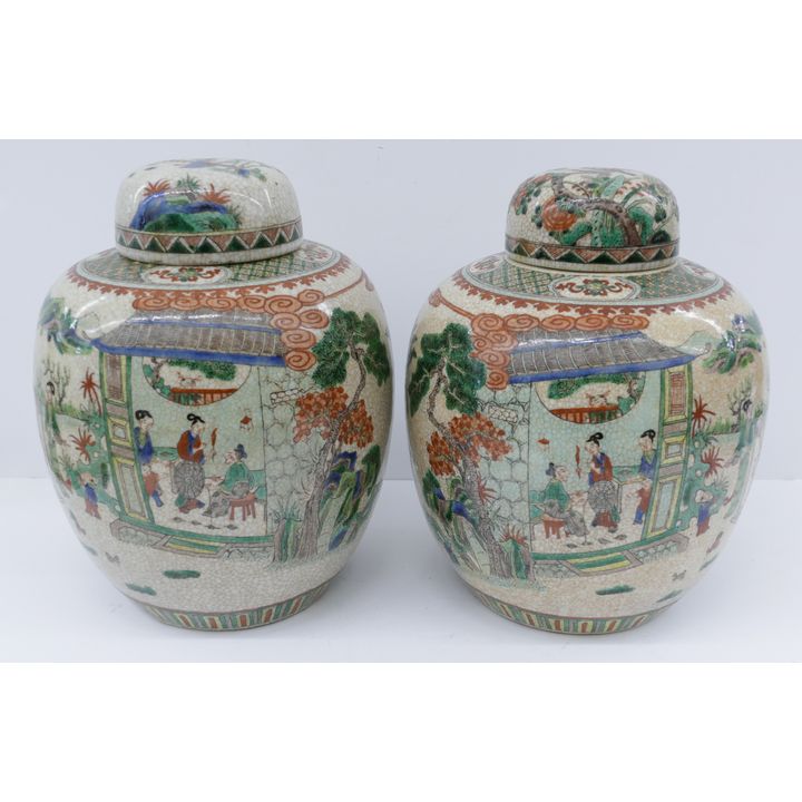 Pair Chinese Republic Famille Verte Jars