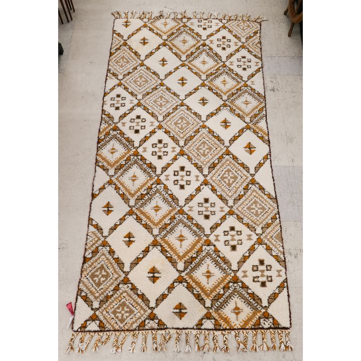 Moroccan Midcentury Cream & Orange Rug- 5'10'' x 12'6''
