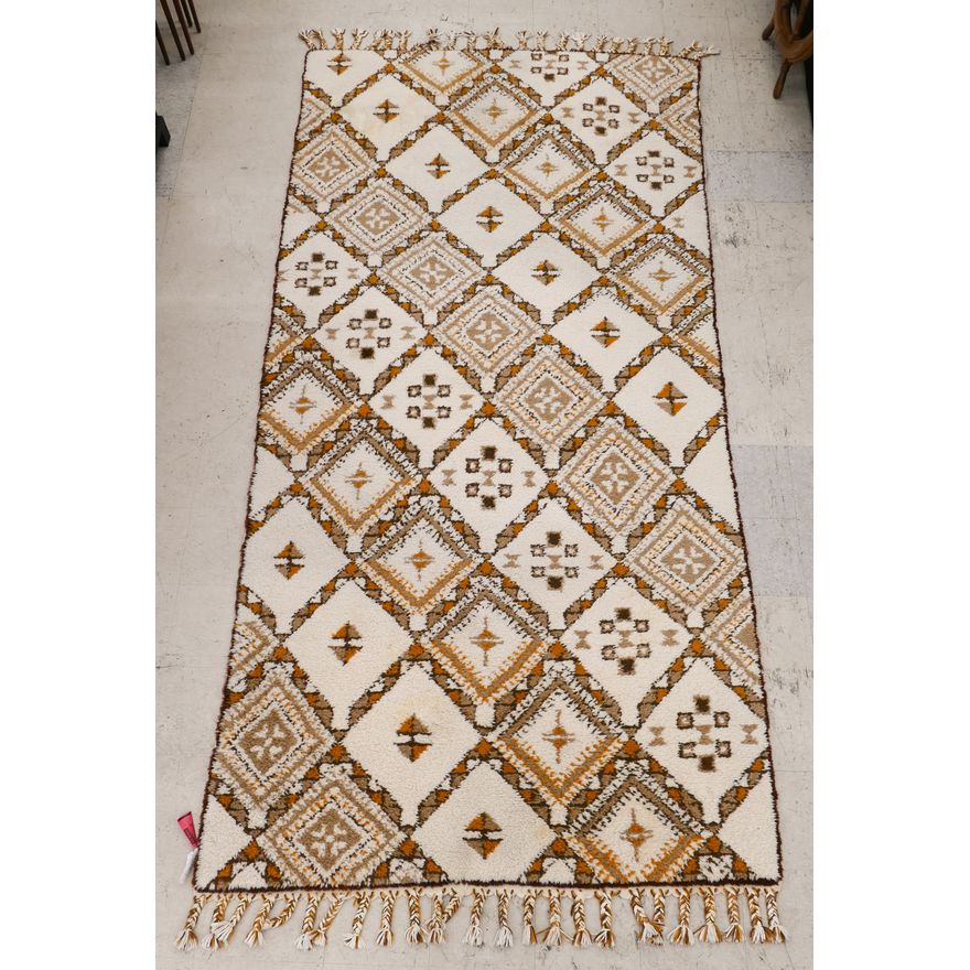 Moroccan Midcentury Cream & Orange Rug- 5'10'' x 12'6''