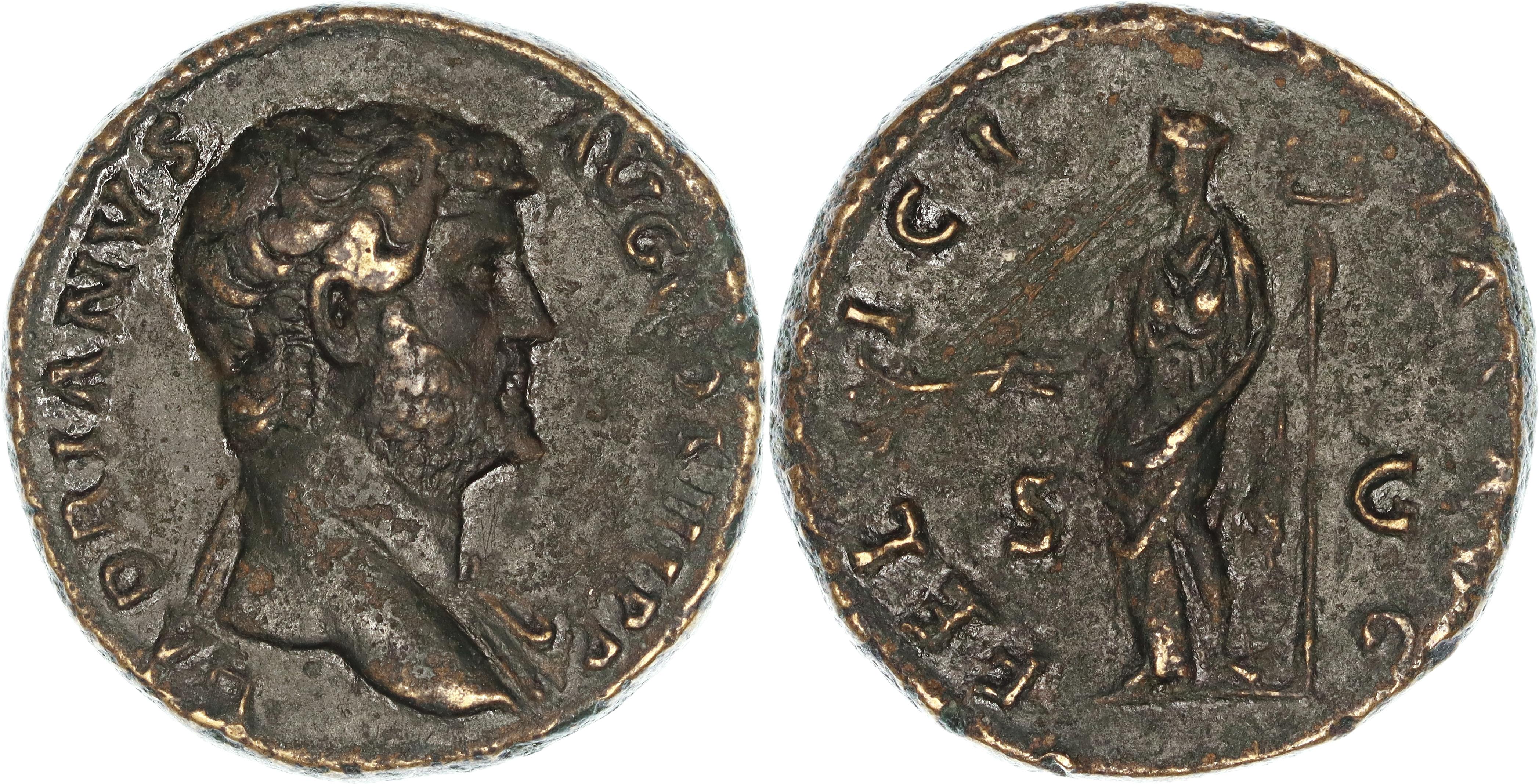 Roman Empire, Hadrian, Æ As, 134-138 AD, nVF