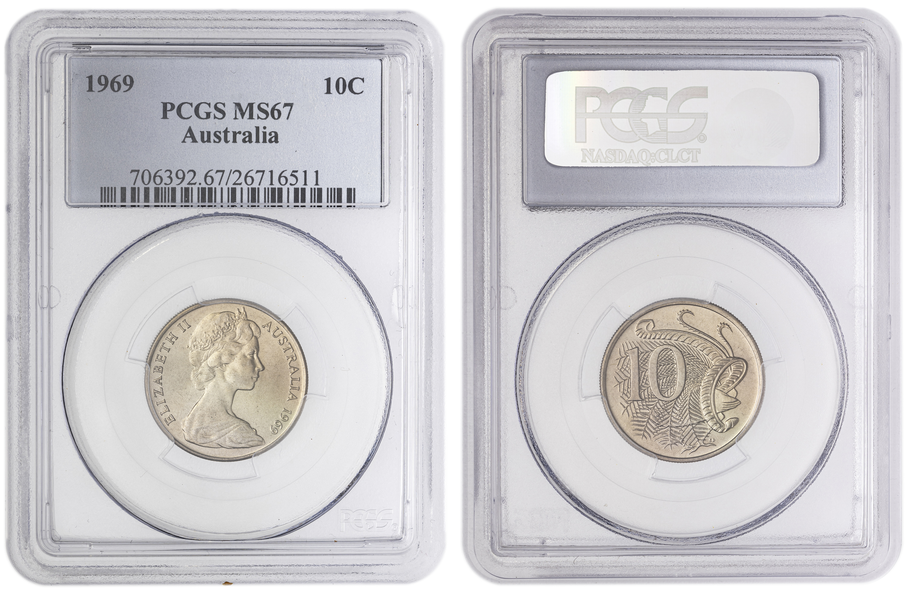 , Ten Cent, 1969, PCGS MS67