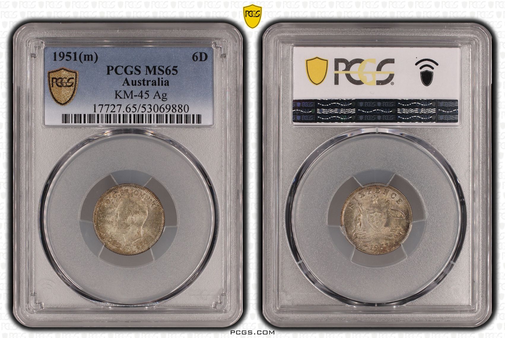 George VI, Sixpence, 1951(m), PCGS MS65