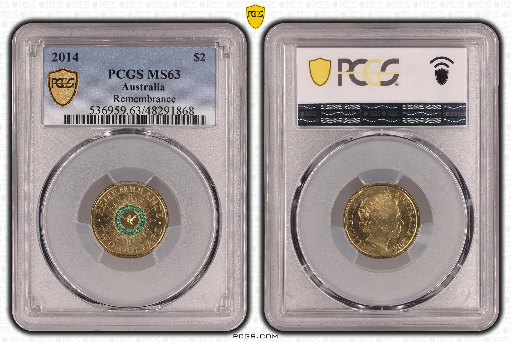 Elizabeth II, Remembrance - Colorized, Two Dollar, 2014, PCGS MS63