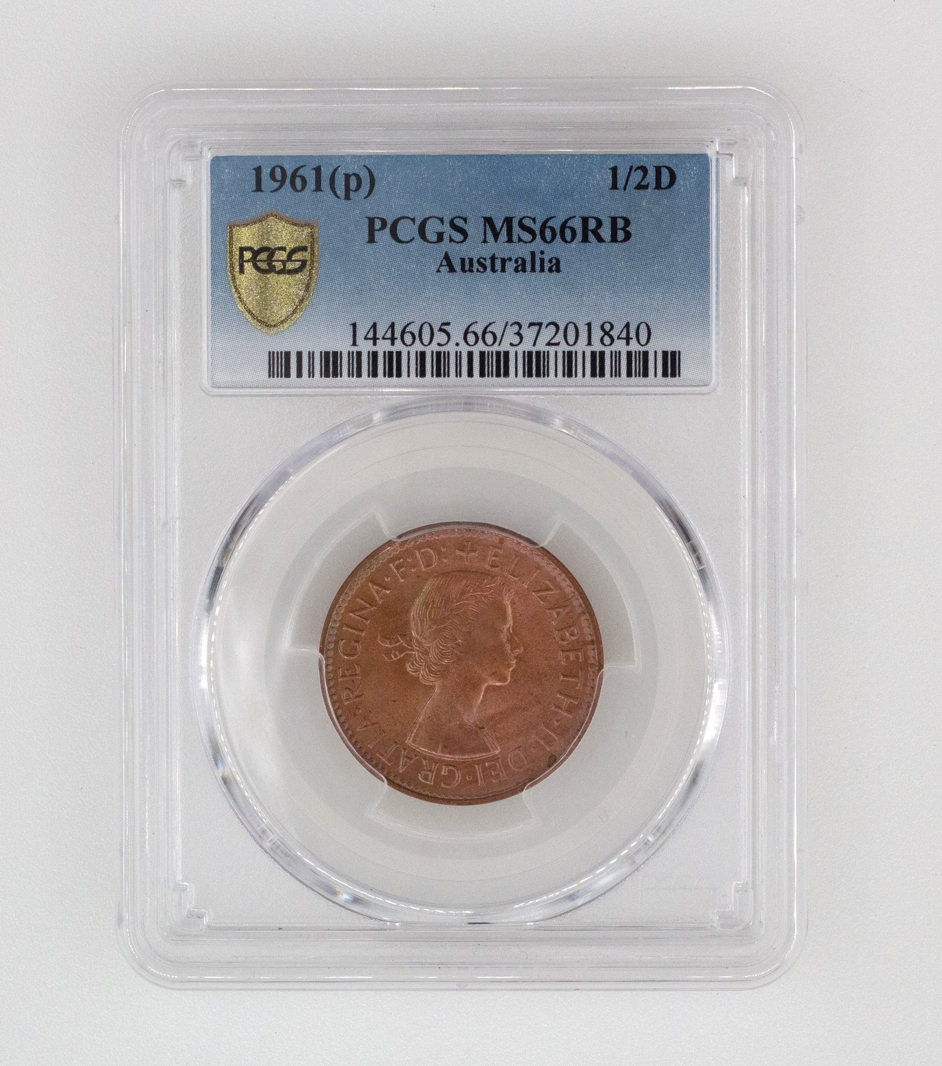 Elizabeth II, Halfpenny, MS66RB , 1961-P