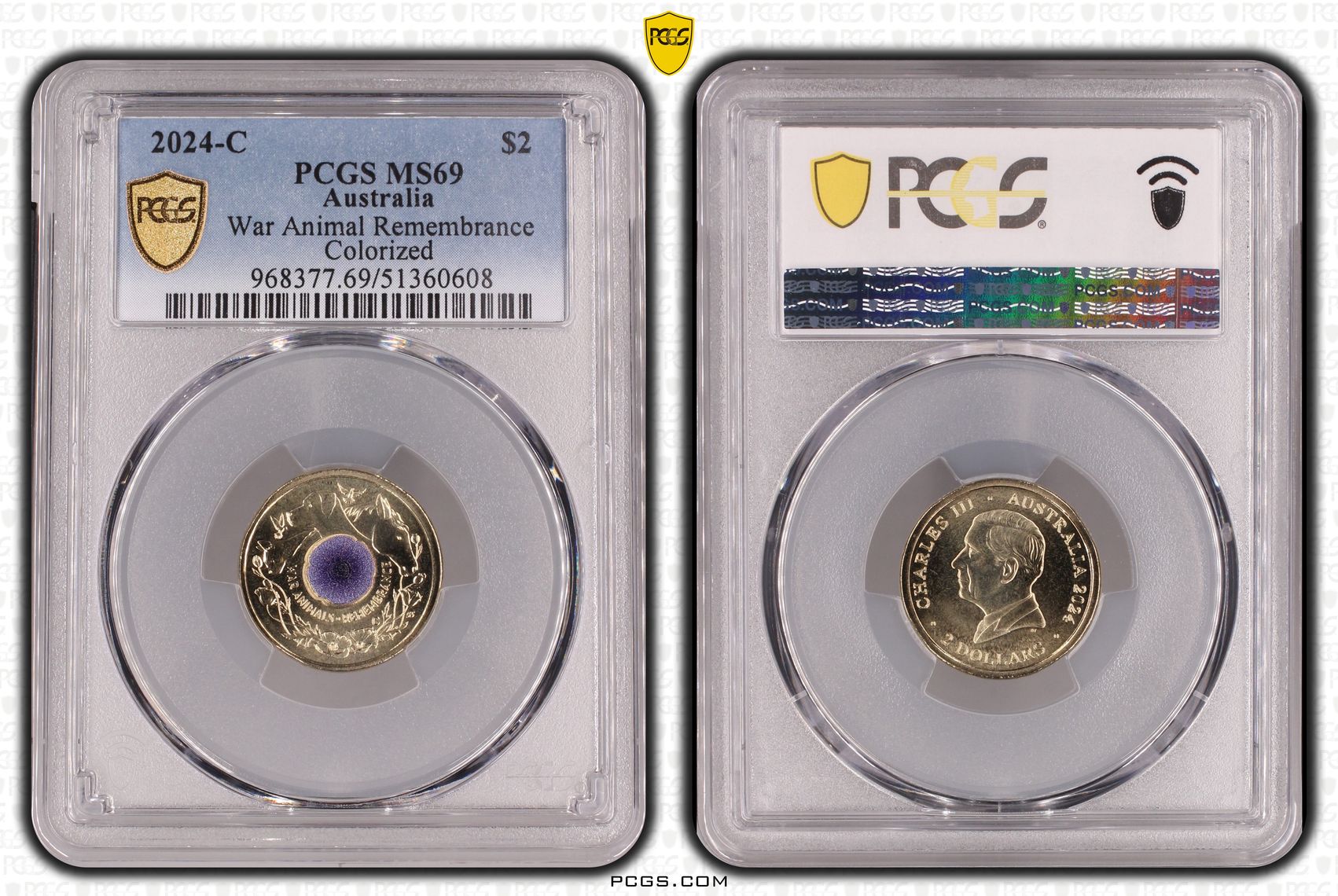 War Animal Remembrance Colorized, Two Dollar, 2024-C, PCGS MS69