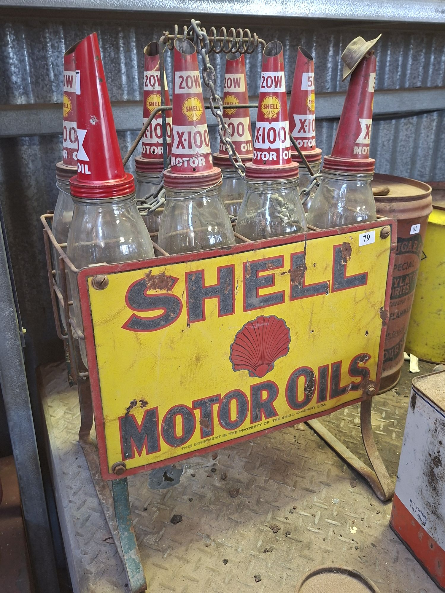 Shell Oil Bottles And Rack