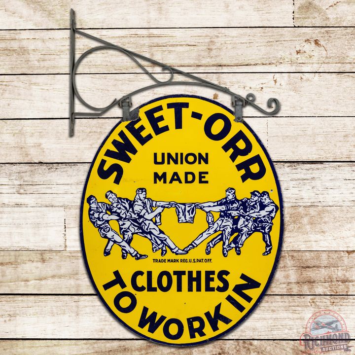 Sweet Orr Union Made Clothes To Work In DS Porcelain Sign w/ Bracket
