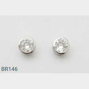 STERLING SILVER 'TUBE SET' EARRINGS WITH 4MM CZ'S - 51543/296