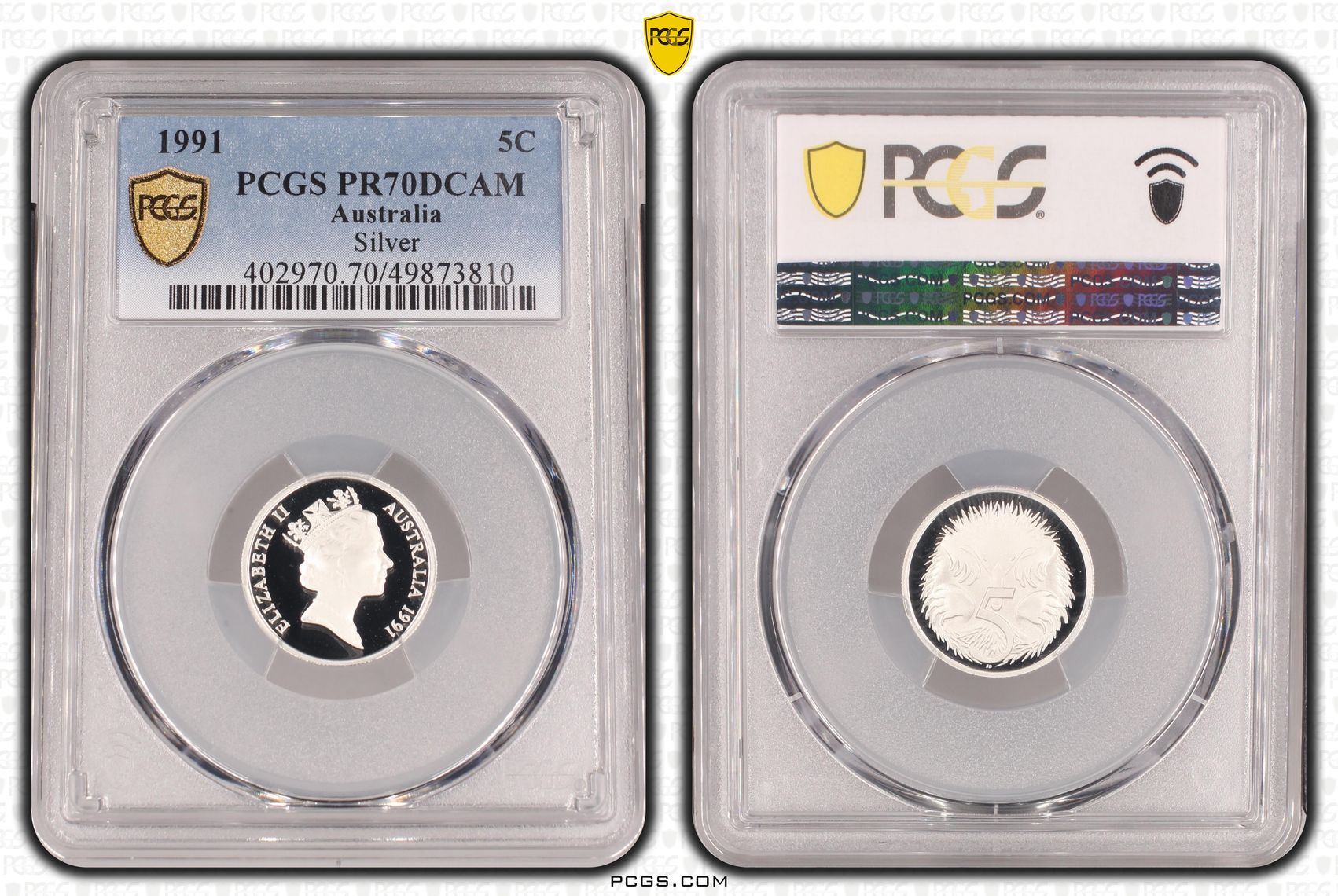 Silver, Five Cent, 1991, PCGS PR70DCAM