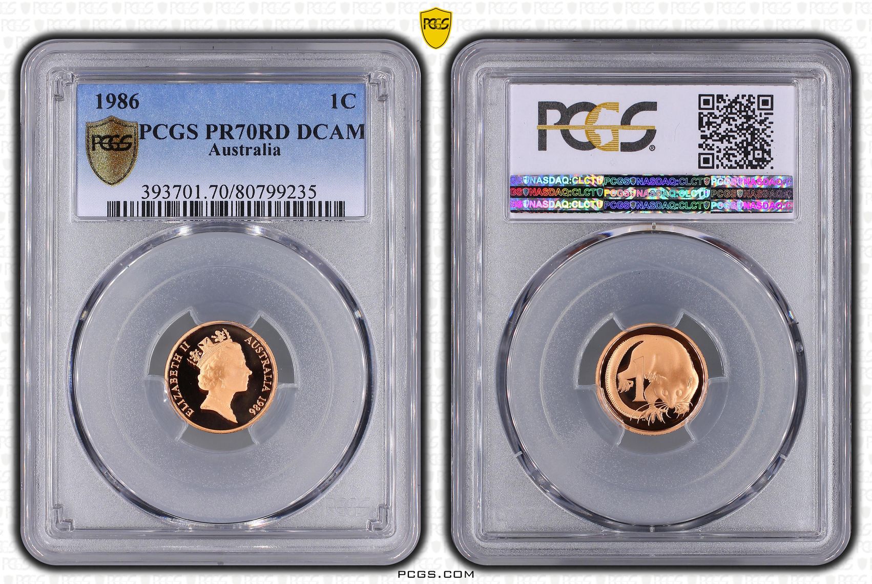 Top pop, One Cent, 1986, PCGS PR70DCAM