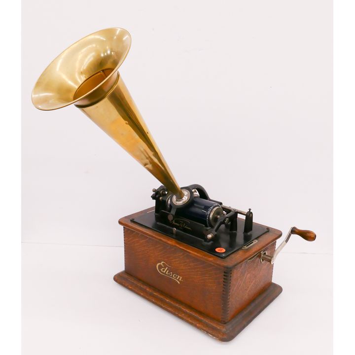 Edison Oak Cased Cylinder Player with Horn