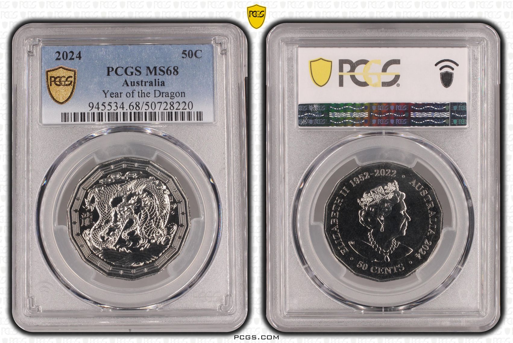 Year of the Dragon , Fifty Cent, 2024, PCGS MS68