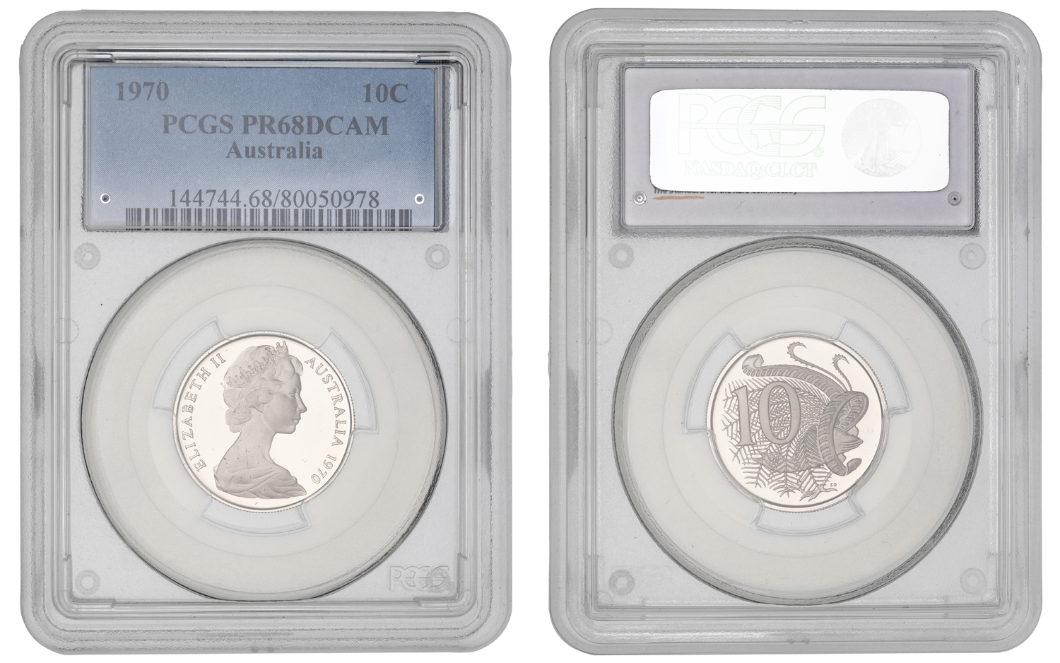 Elizabeth II, Ten Cent, 1970, PCGS PR68DCAM
