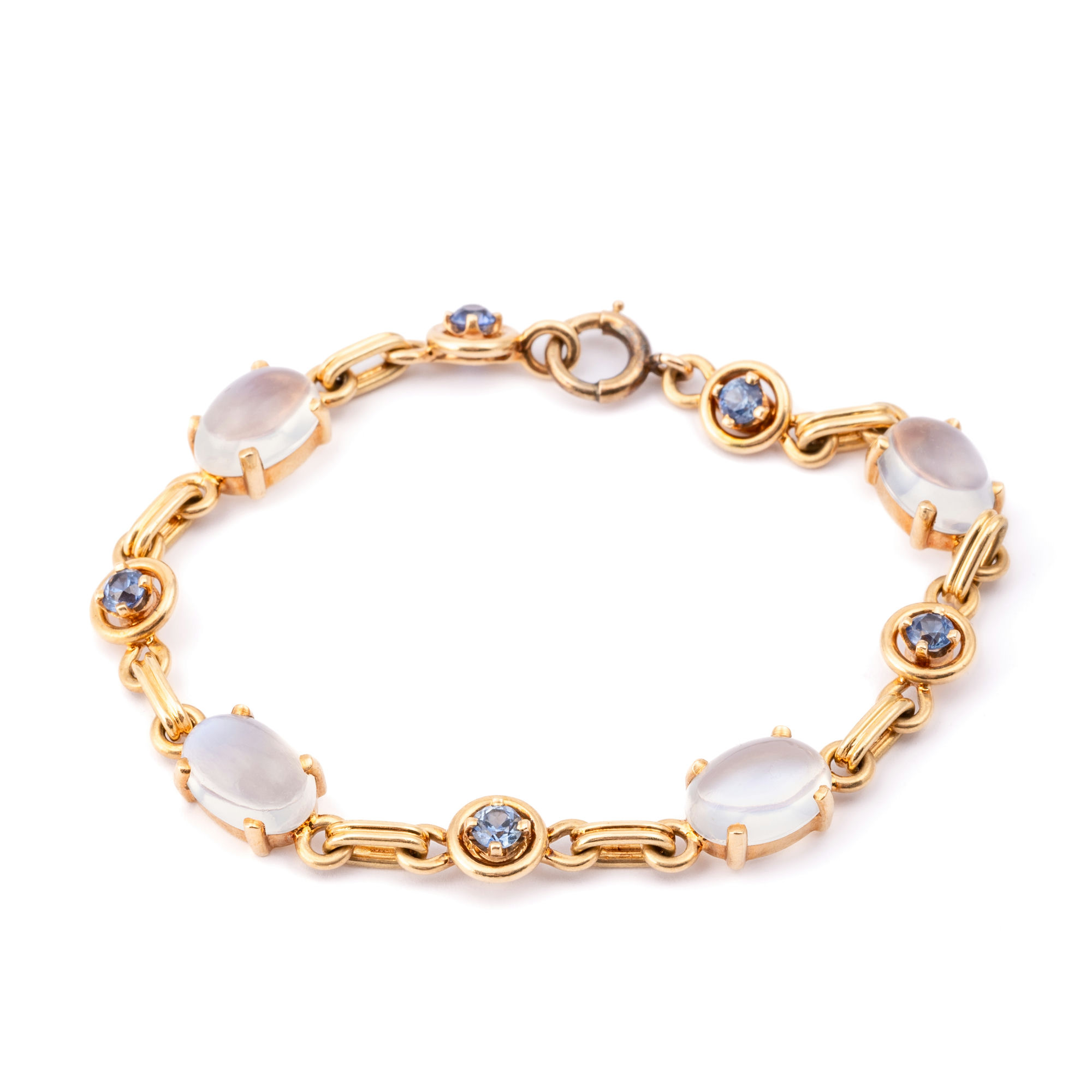 Moonstone & Sapphire Bracelet 14ct Gold,