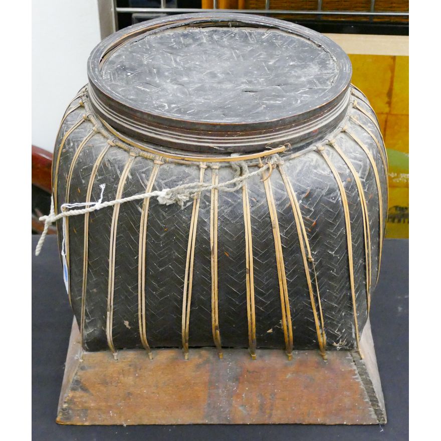 Antique Thai Covered Rice Basket 13''x14''