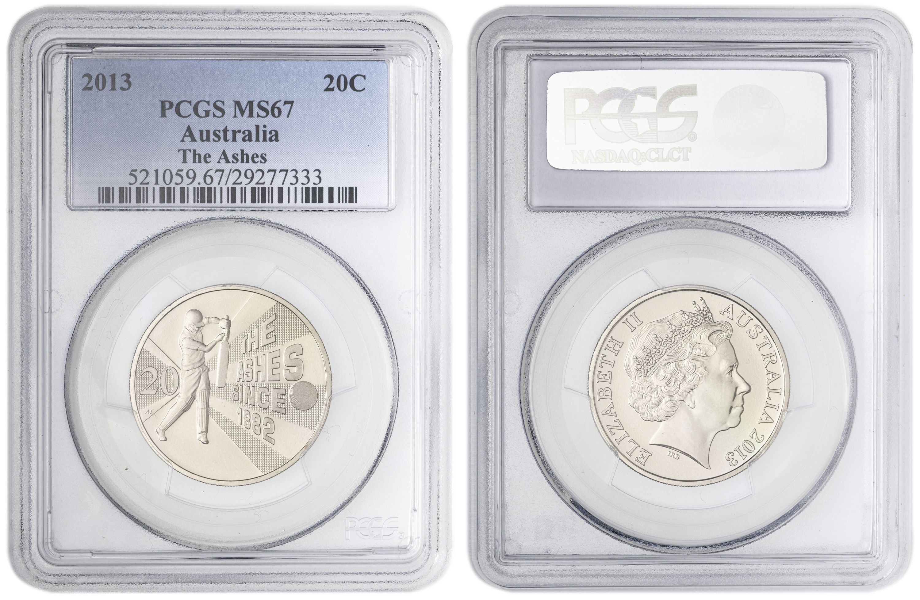 The Ashes , Twenty Cent, 2013, PCGS MS67