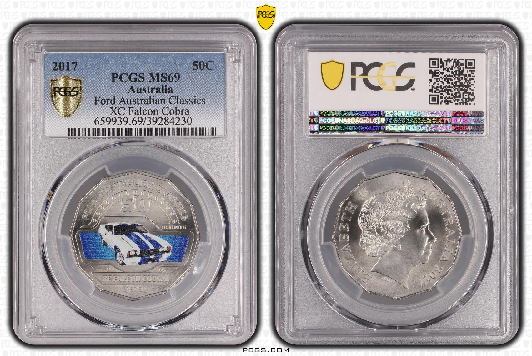 346 · Ford Australian Classics - XC Falcon Cobra, Fifty Cent, 2017, PCGS MS69