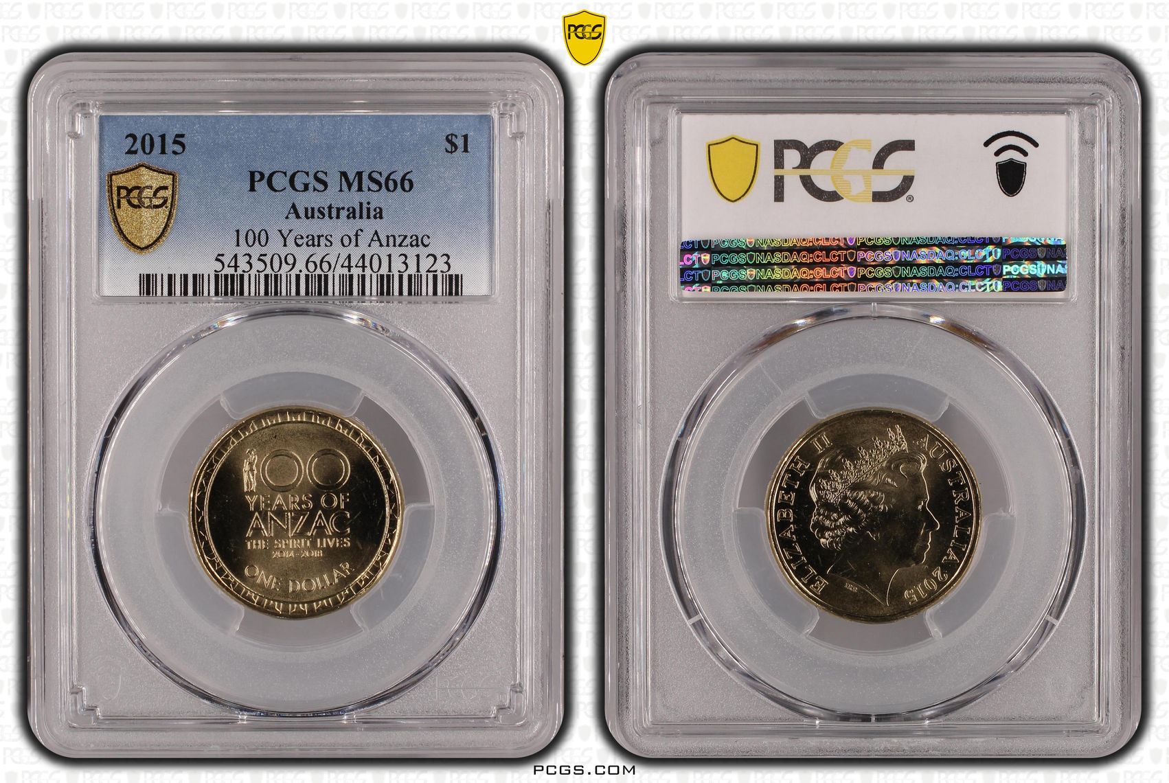 100 Years of Anzac, One Dollar, 2015, PCGS MS66