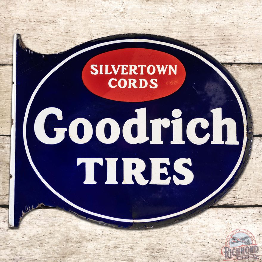 Goodrich Tires Silvertown Cords DS Porcelain Flange Sign