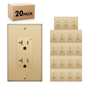 MICMI DECORATOR RECEPTACLE OUTLET, TAMPER RESISTANT, DECORA RECEPTACLE, 20 AMP, 125 VOLT, GROUNDING WITH WALL PLATE UL LISTED, GOL