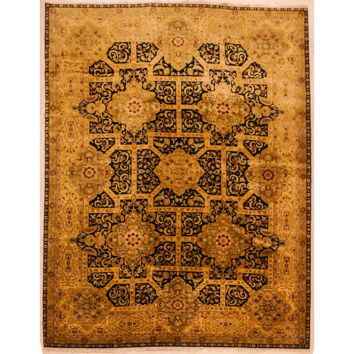 Persian Style Black Floral Oriental Room Size Rug- 9'8''x13'