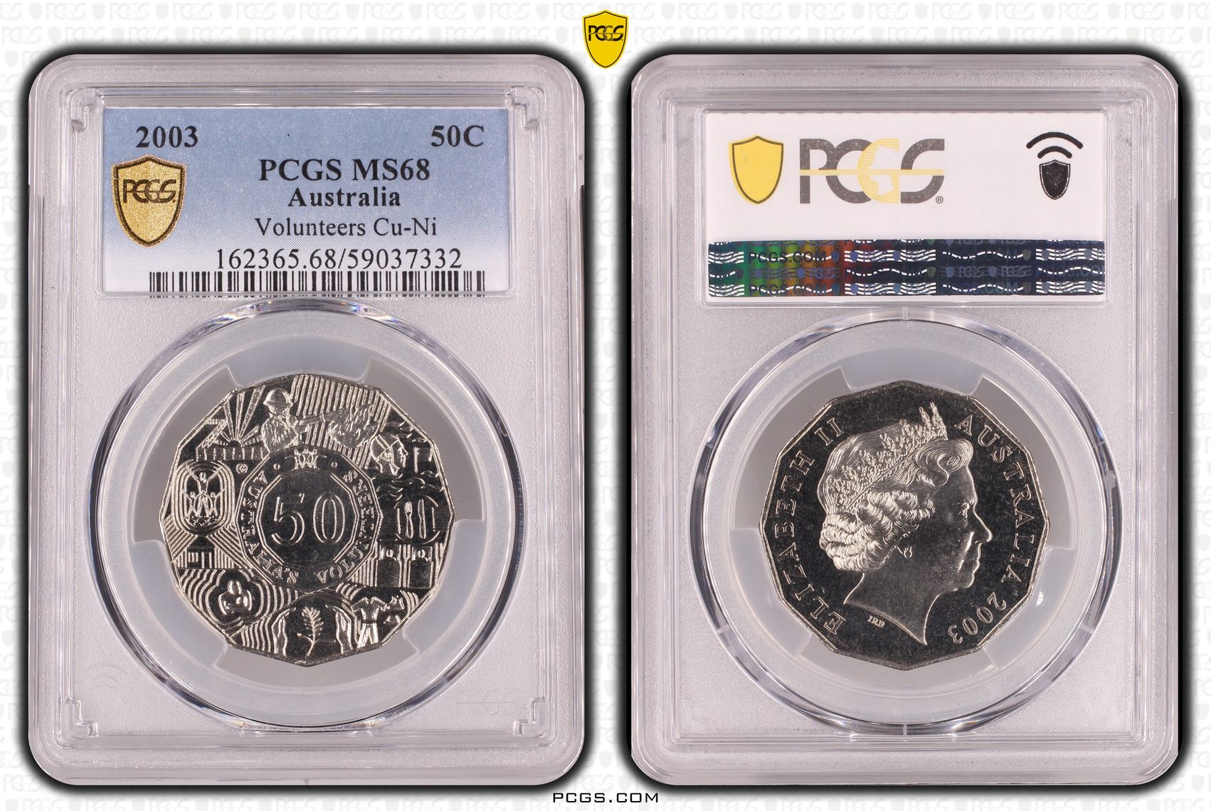 Volunteers Cu-Ni, Fifty Cent, 2003, PCGS MS68