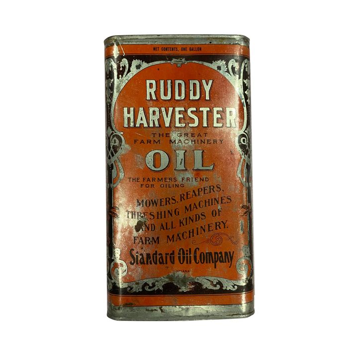 Standard Oil Company Ruddy Harvester Oil 1 Gallon Square Can TAC 7.9