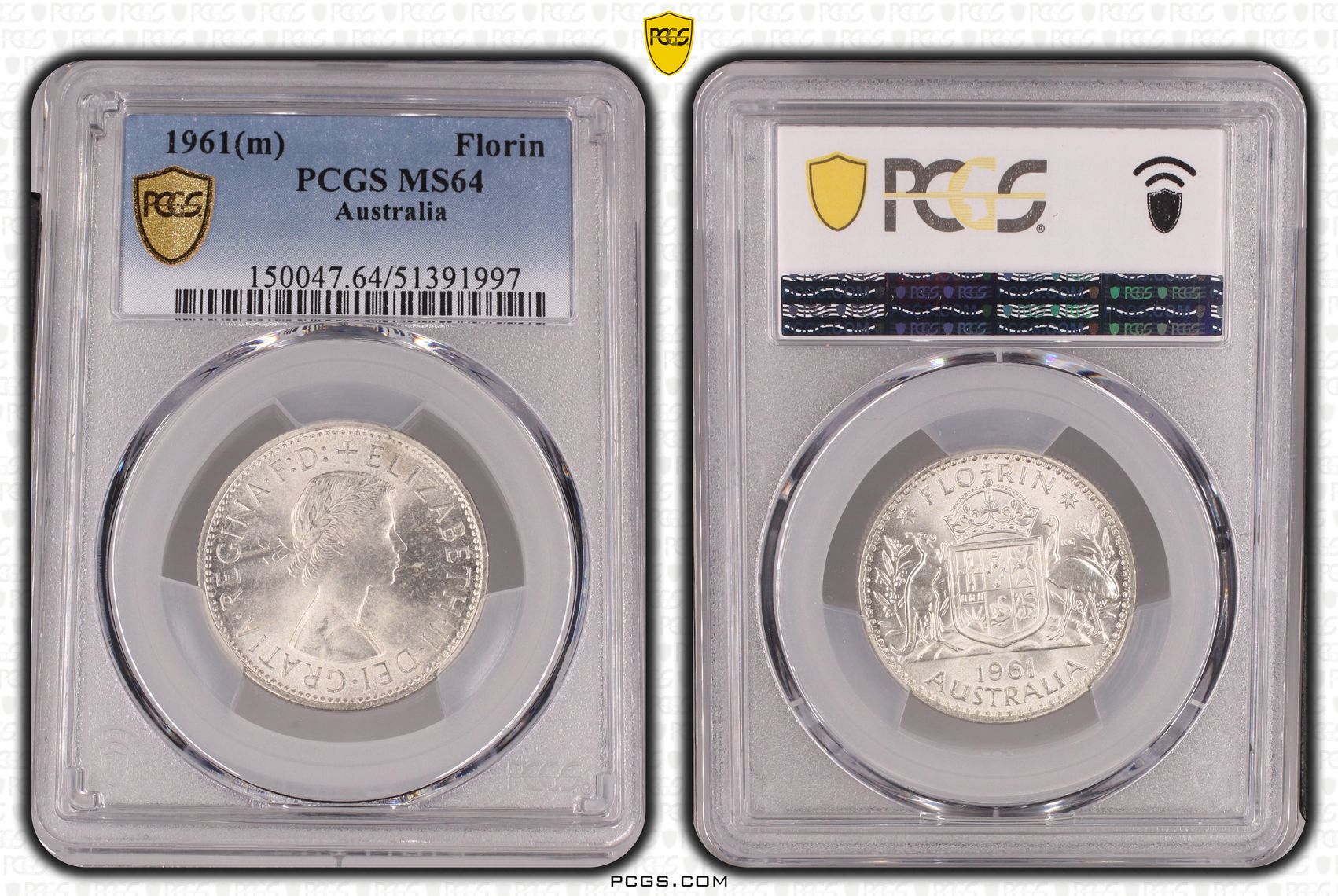 Elizabeth II, Florin, 1961(m), PCGS MS64