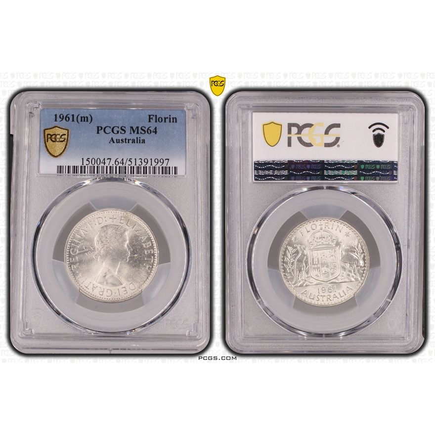 Elizabeth II, Florin, 1961(m), PCGS MS64