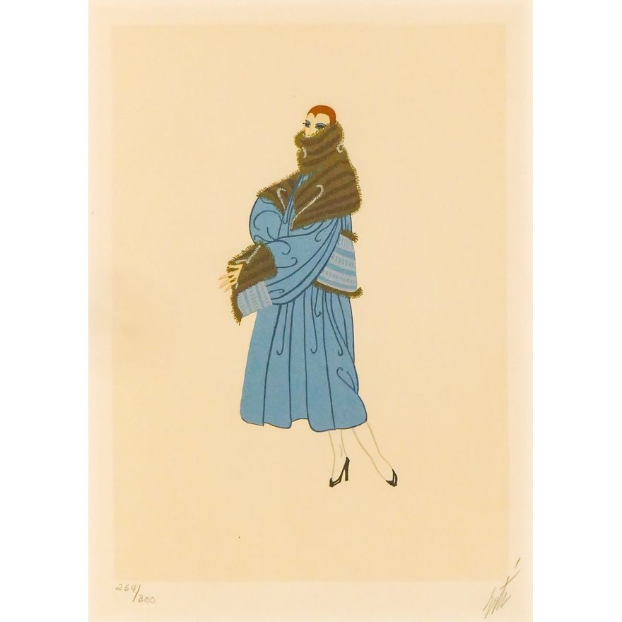 Erte ''Manhattan Mary'' Color Serigraph Framed