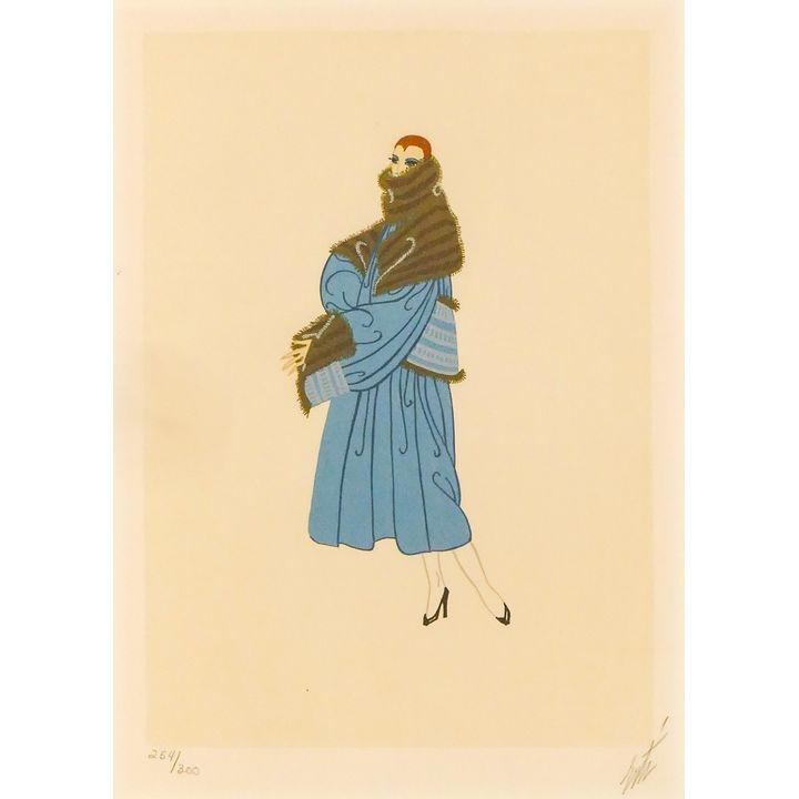 Erte ''Manhattan Mary'' Color Serigraph Framed