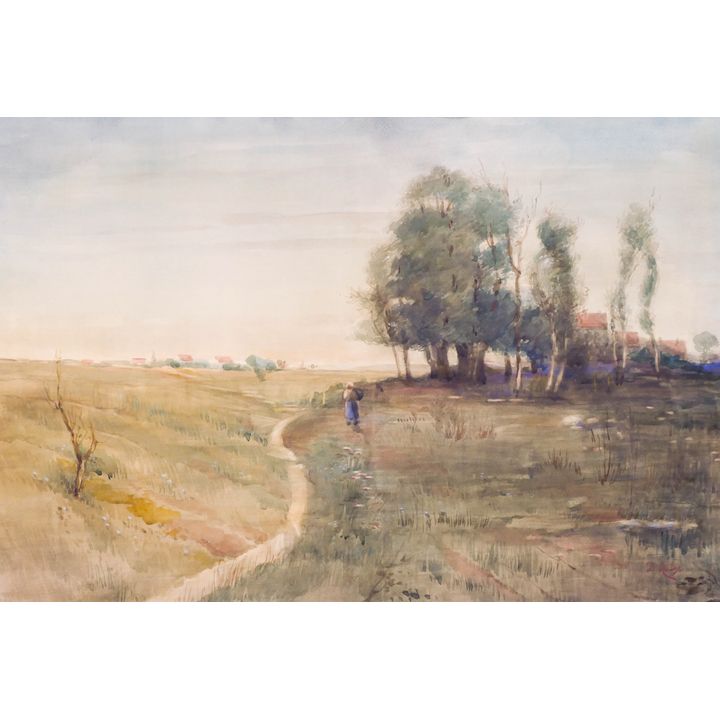 Dolores Lietze ''Pastoral Landscape'' Watercolor
