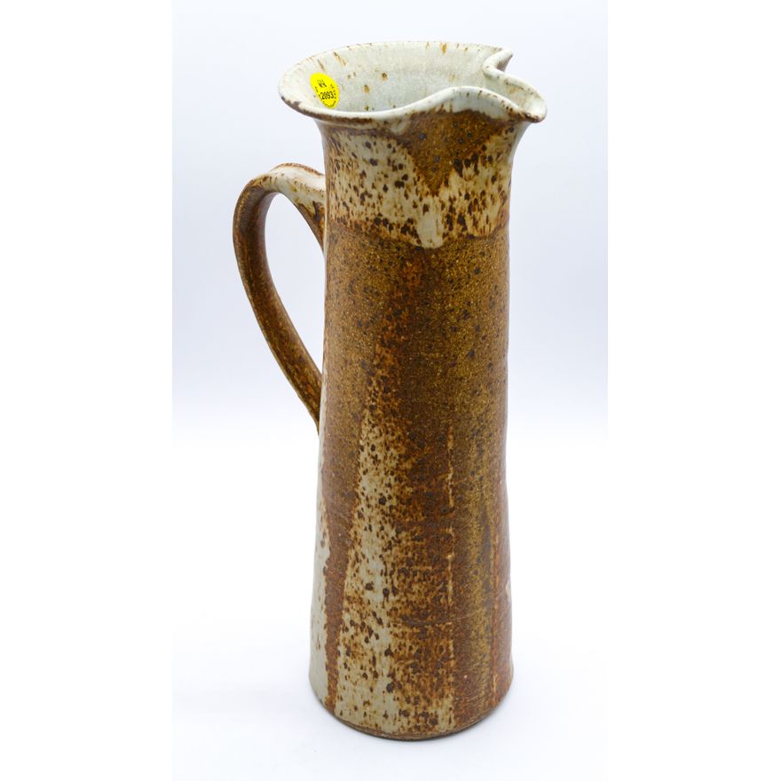 Ken Ferguson Tall Brown Pottery Pitcher w/ Archie Bray