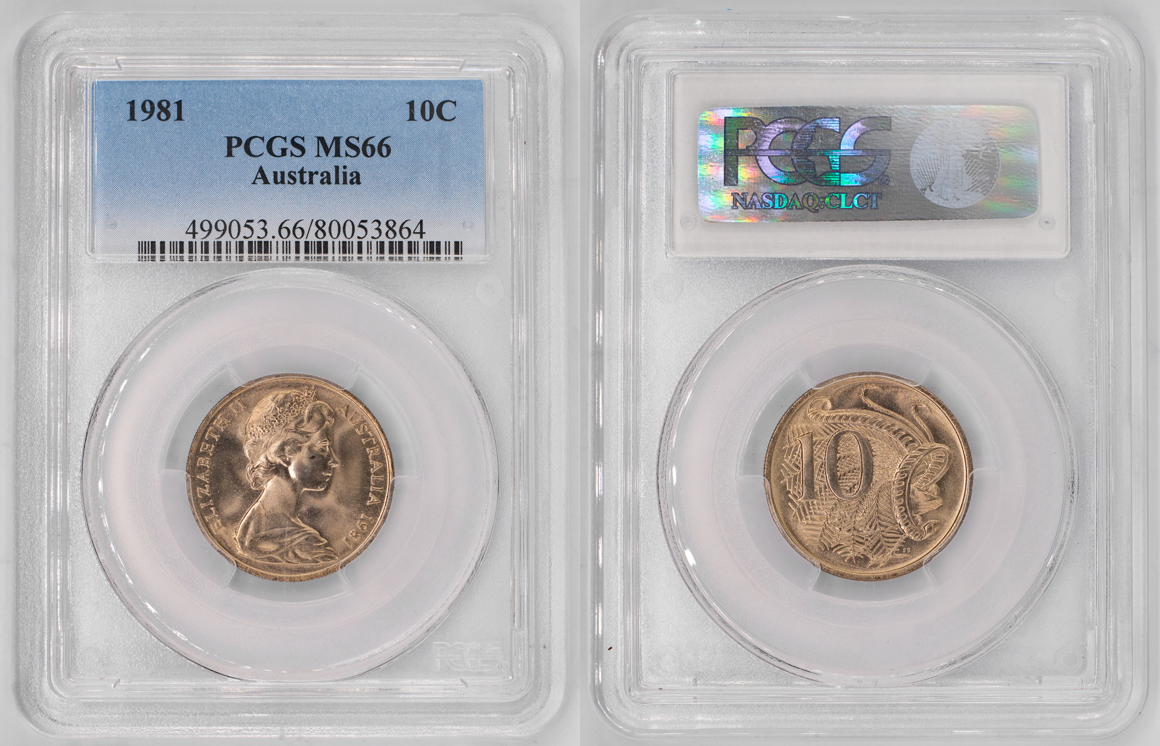 Elizabeth II, Ten Cent, 1981, PCGS MS66