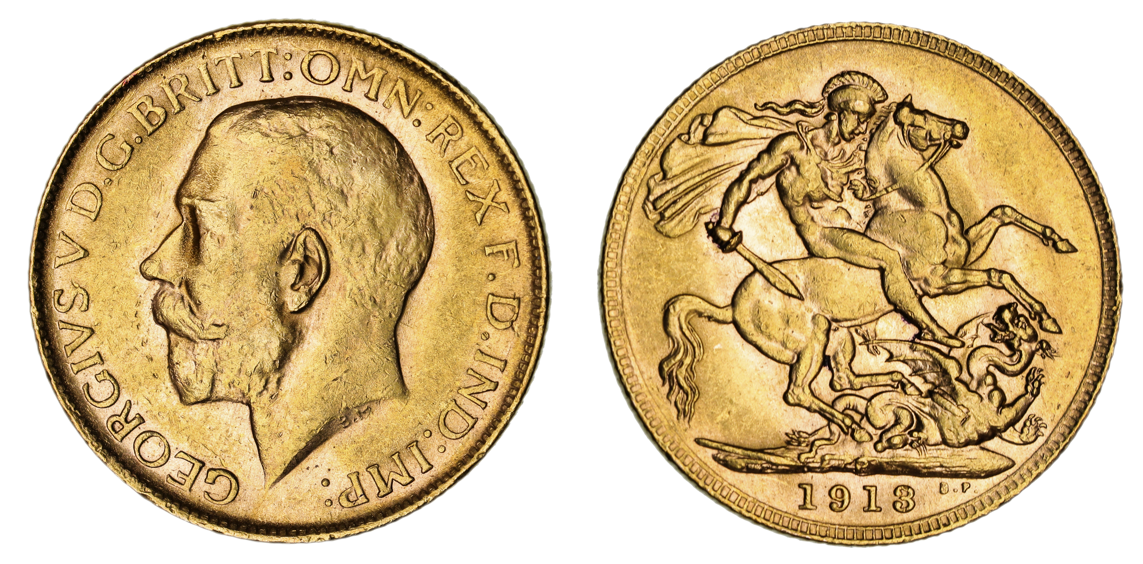 George V, St. George Reverse - Perth Mint, Sovereign, 1913, EF