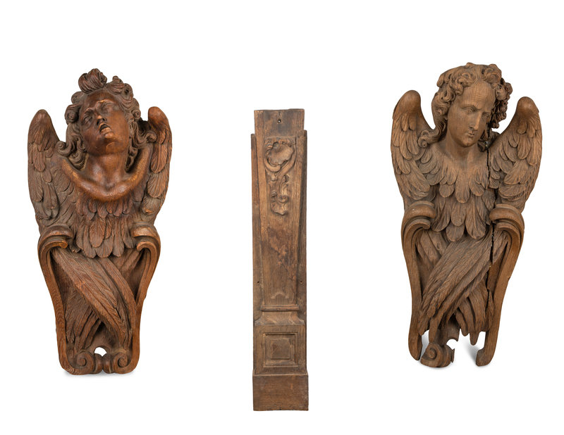 A Pair of Continental Oak Figural Pilasters
Height 68 inches.