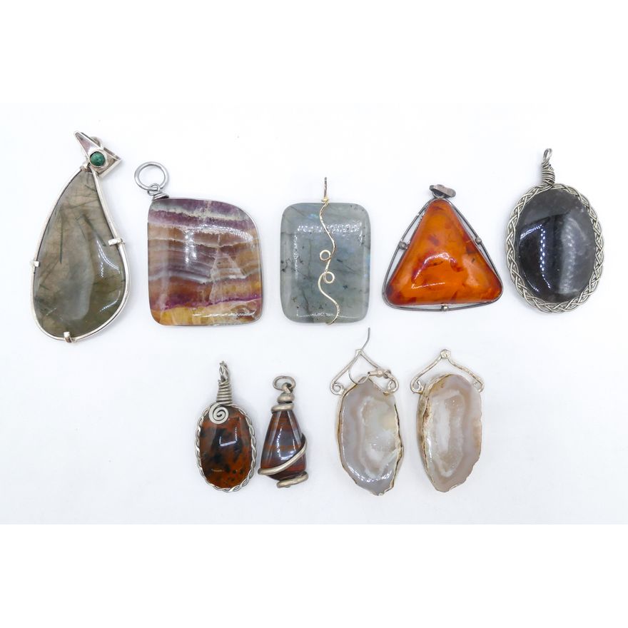 Box Sterling Large Stone Pendants etc.