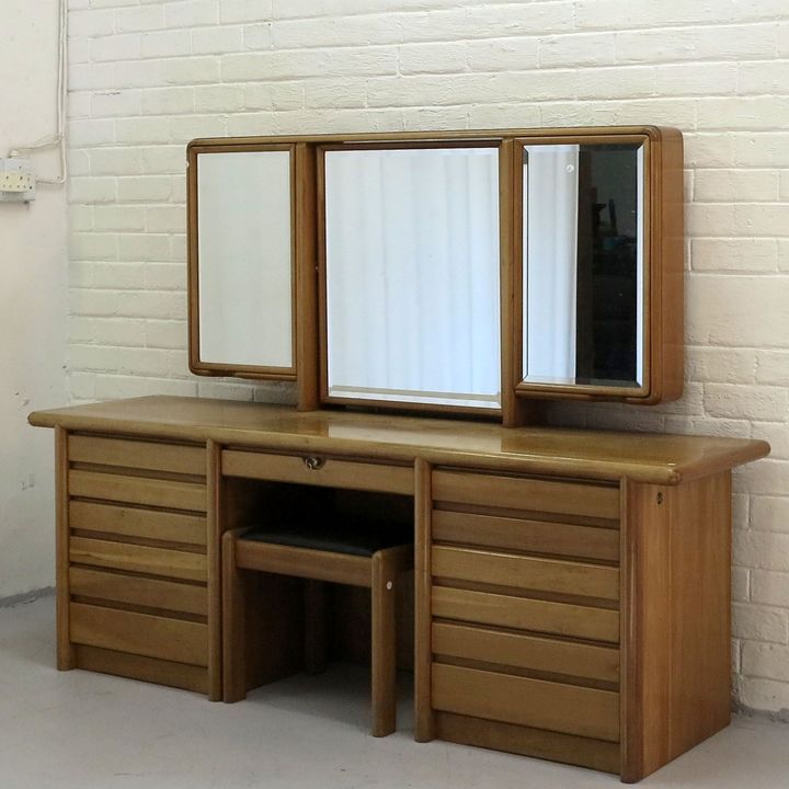 ARTECASA CHERRY WOOD DRESSING TABLE AND STOOL