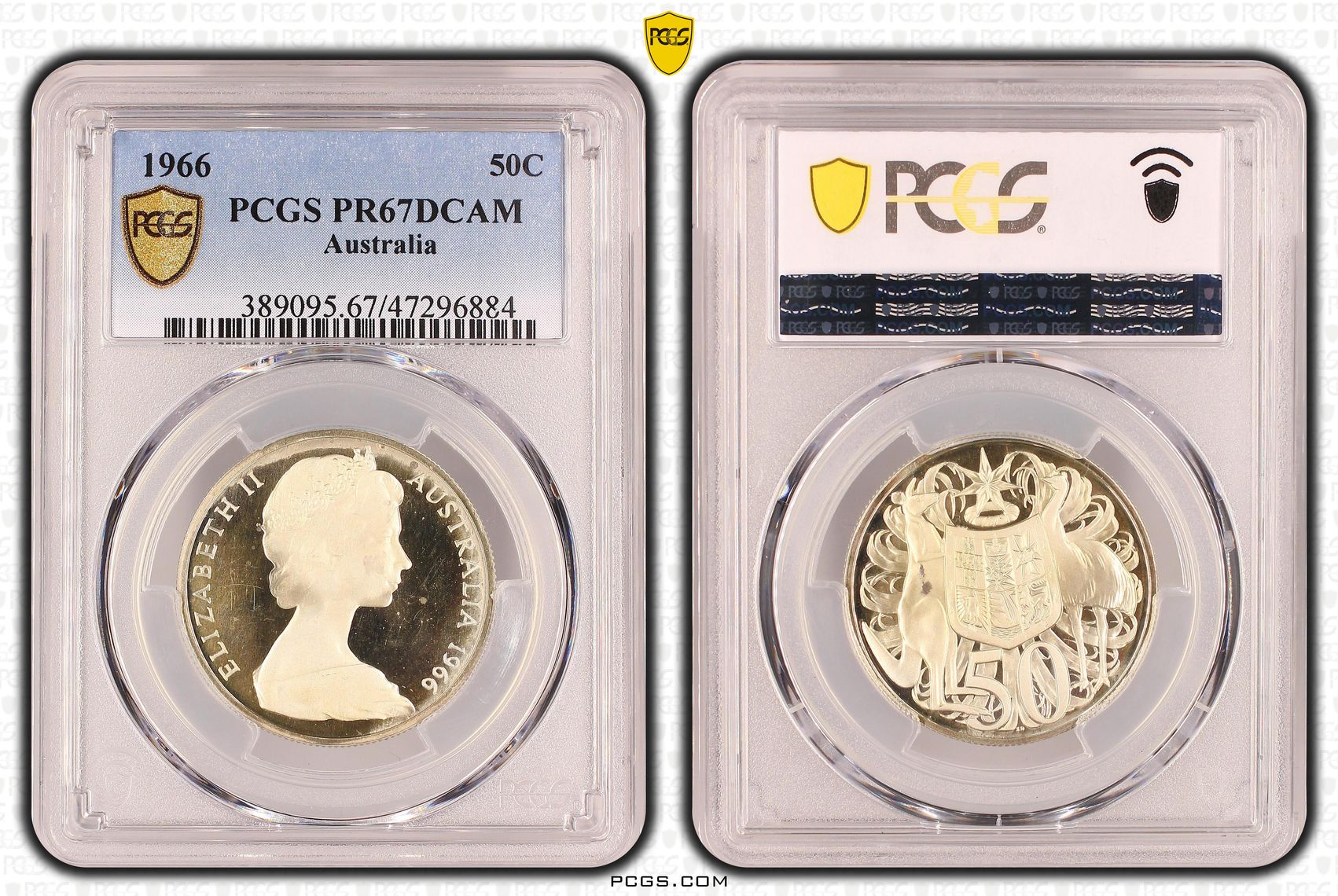 Elizabeth II, Fifty Cent, 1966, PCGS PR67DCAM