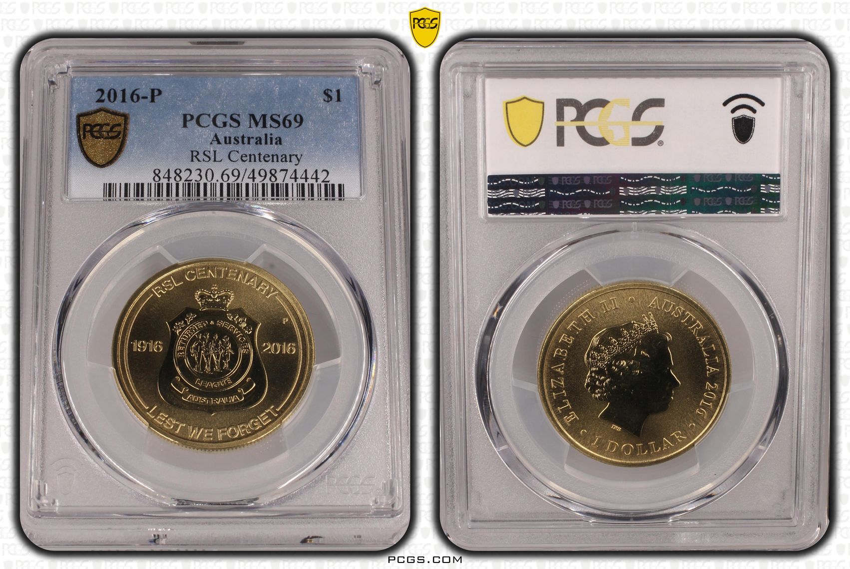 RSL Centenary POP 5/0, One Dollar, 2016-P, PCGS MS69