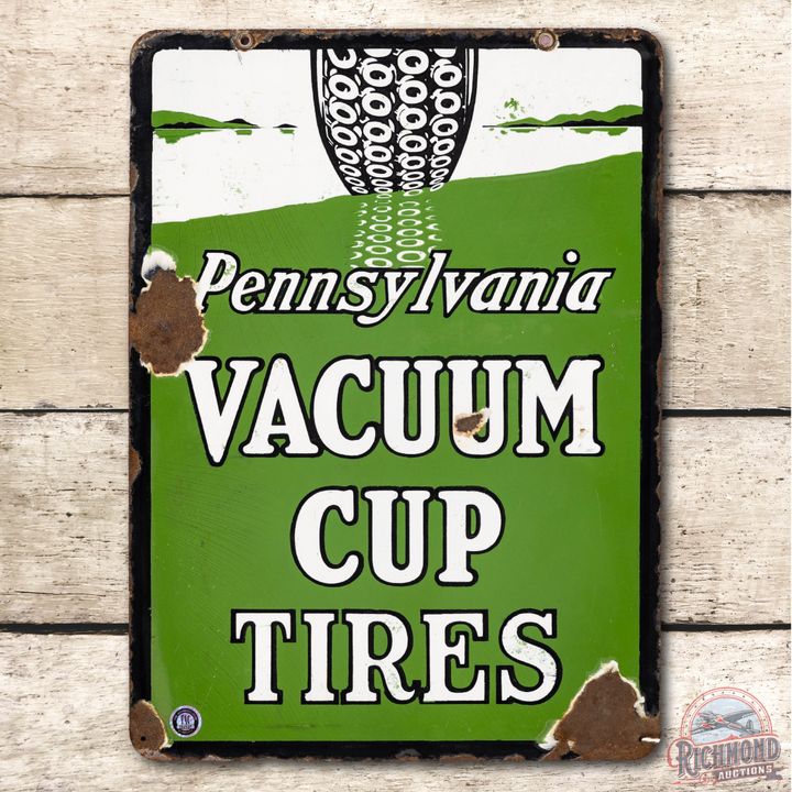 Pennsylvania Vacuum Cup Tires Porcelain Sign TAC 7.5