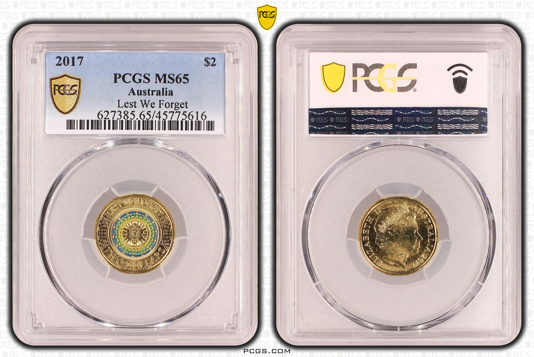 Elizabeth II, Lest We Forget, Two Dollar, 2017, PCGS MS65