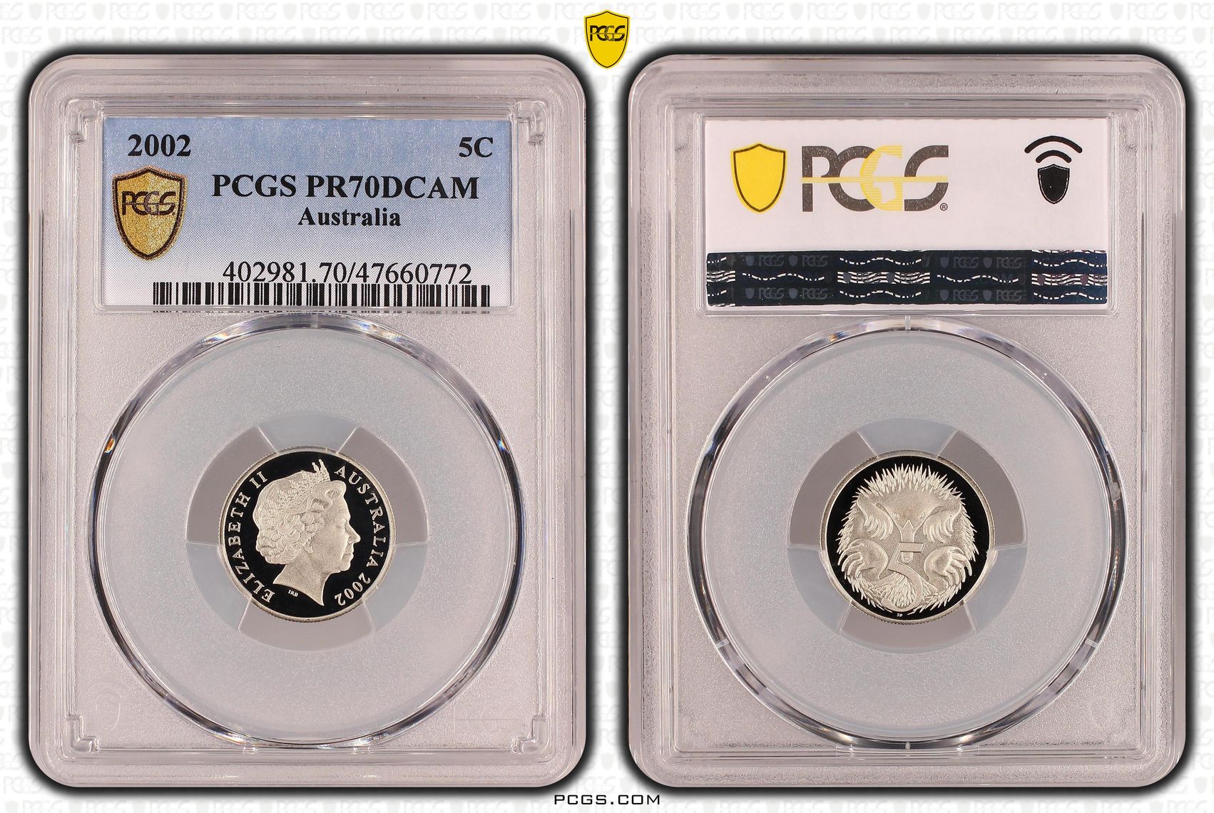 Elizabeth II, Five Cent, 2002, PCGS PR70DCAM