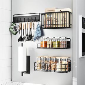 SEIRIONE MAGNETIC SPICE RACKS FOR REFRIGERATOR, 5-PACK MAGNETIC SHELF FOR REFRIGERATOR,HANDY MAGNETIC FRIDGE ORGANIZER,DURABLE SPI